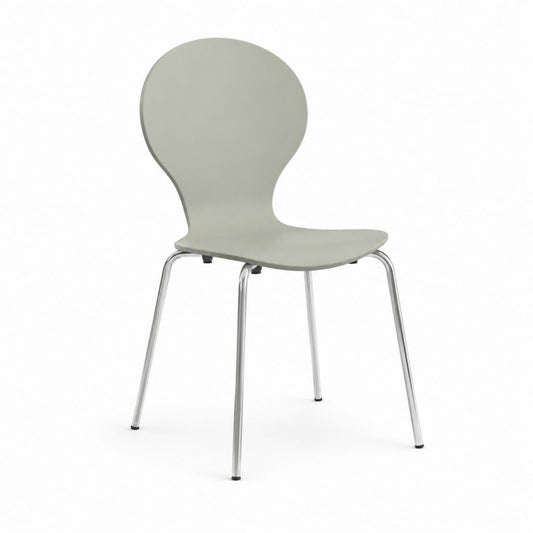Sedia da pranzo grigio chiaro in polipropilene con gambe in acciaio cromato 47 x 52 x 86 cm