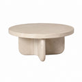 Tavolino da caffè rotondo beige in travertino naturale Ø80 x 35 cm