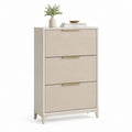 Scarpiera a 3 ante a ribalta beige in MDF rettangolare 70 x 24 x 120 cm
