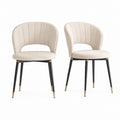 Set di 2 sedie da pranzo beige in PU con schienale curvo e gambe in acciaio 52 x 57 x 82 cm
