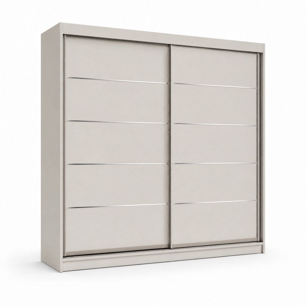 Armadio guardaroba a 2 ante scorrevoli grigio tortora in pannello di truciolare nobilitato 180 x 60 x 220 cm