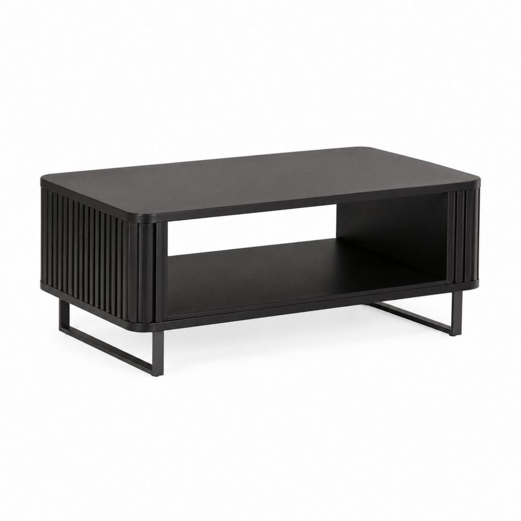 Tavolino da caffè rettangolare nero in MDF e acciaio 100 x 60 x 45 cm