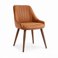 Sedia da pranzo con braccioli marrone in pelle PU e legno massello 58 x 61 x 84 cm