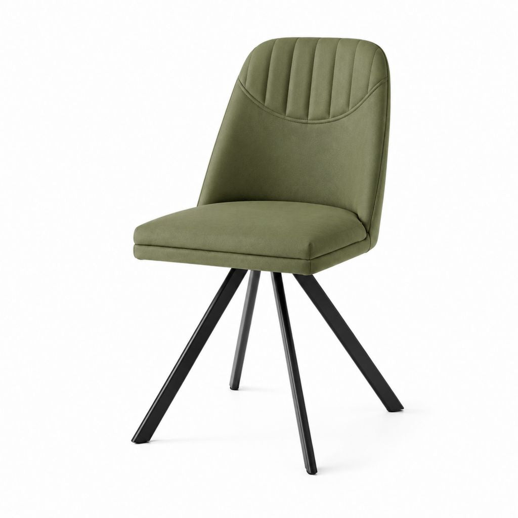 Sedia da pranzo verde oliva in velluto di poliestere con gambe in acciaio 48 x 58 x 87 cm
