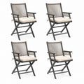 Set di 4 sedie da giardino pieghevoli nere in legno massello con corda e cuscini 56 x 61 x 86 cm