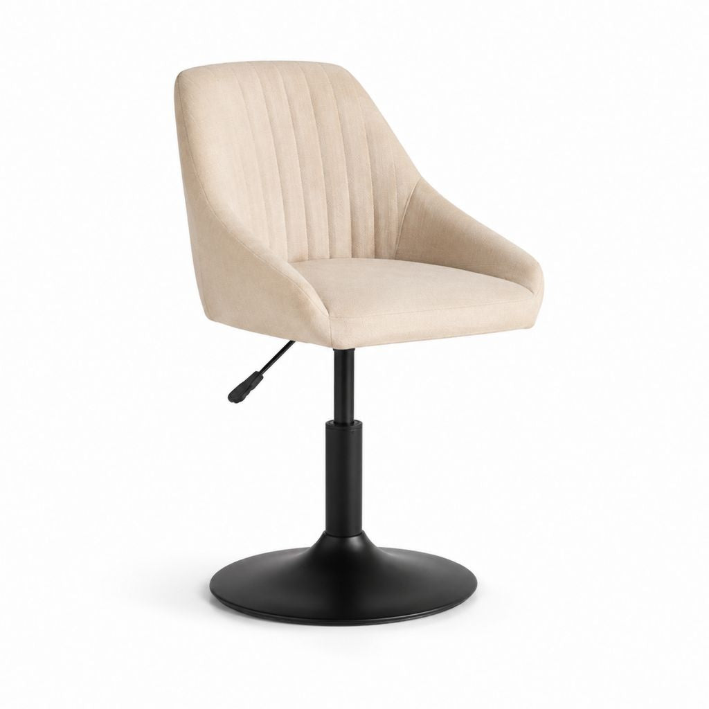 Sedia da pranzo girevole beige in poliestere con braccioli e altezza regolabile 60 x 60 x 82-94 cm