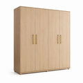 Armadio guardaroba 4 ante rovere chiaro in pannello truciolare 200 x 200 x 52 cm