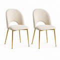 Set di 2 sedie da pranzo avorio in poliestere con gambe in acciaio dorato schienale curvo 48 x 55 x 82 cm