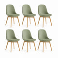 Set 6 sedie da pranzo verde salvia in poliuretano con gambe in legno massello 48 x 54 x 82 cm