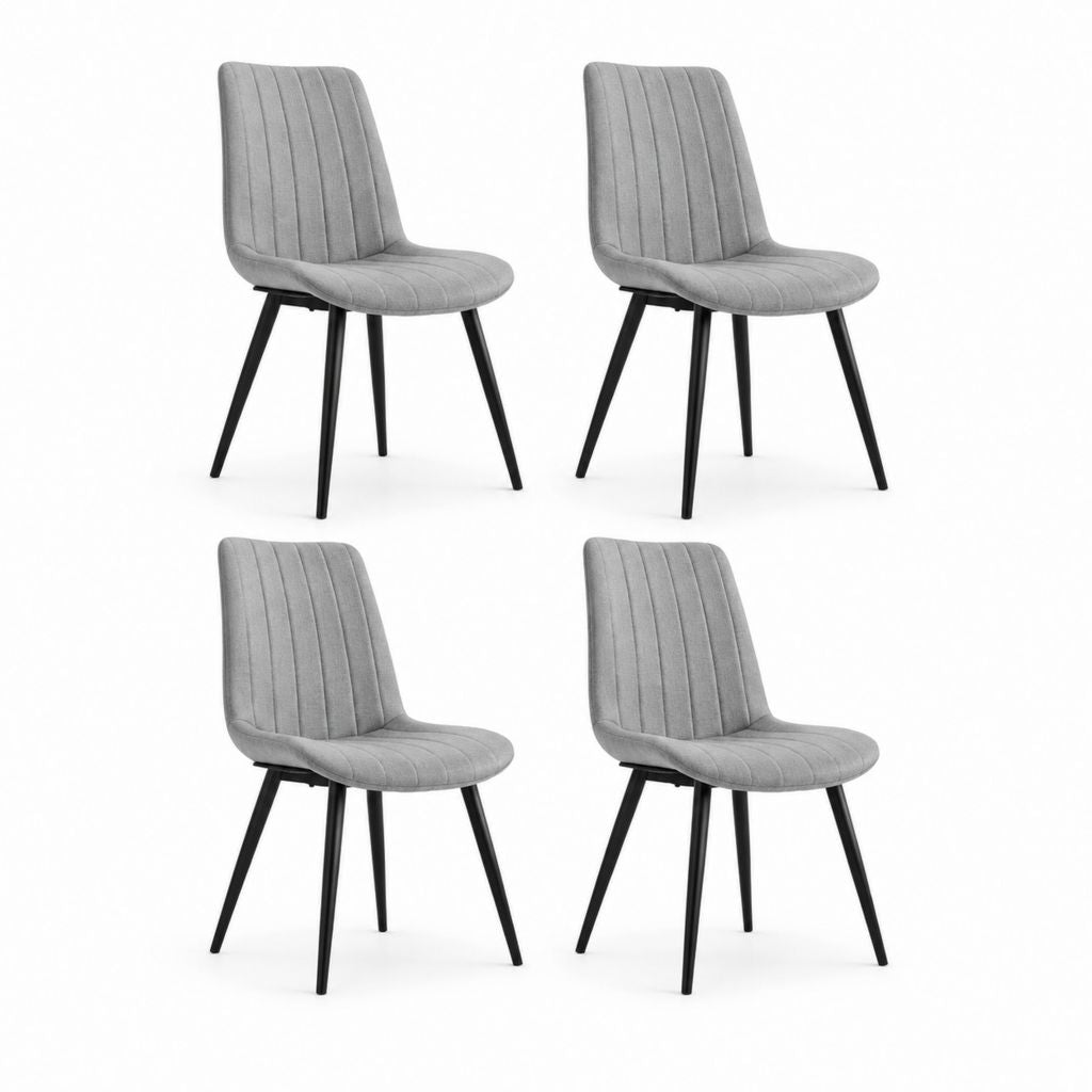 Set di 4 sedie da pranzo grigie in poliestere con gambe in acciaio 44 x 54 x 88 cm