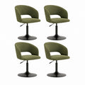Set 4 sedie da pranzo girevoli verde oliva in velluto di poliestere con base in acciaio regolabili 52 x 55 x 77-89 cm