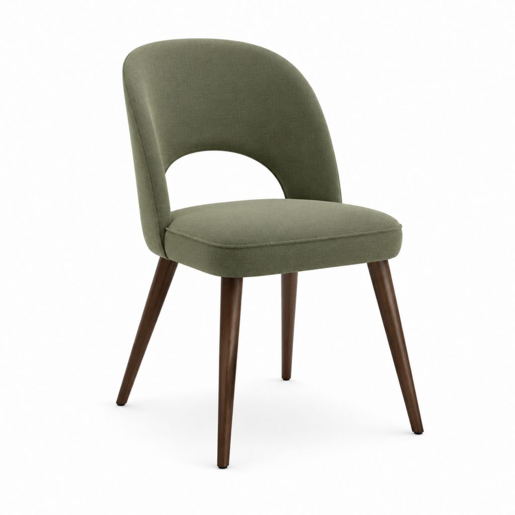 Sedia da pranzo verde oliva in poliestere con gambe in legno massello 48 x 56 x 82 cm