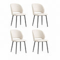 Set di 4 sedie da pranzo beige in similpelle PU con gambe in acciaio nero 48 x 55 x 82 cm