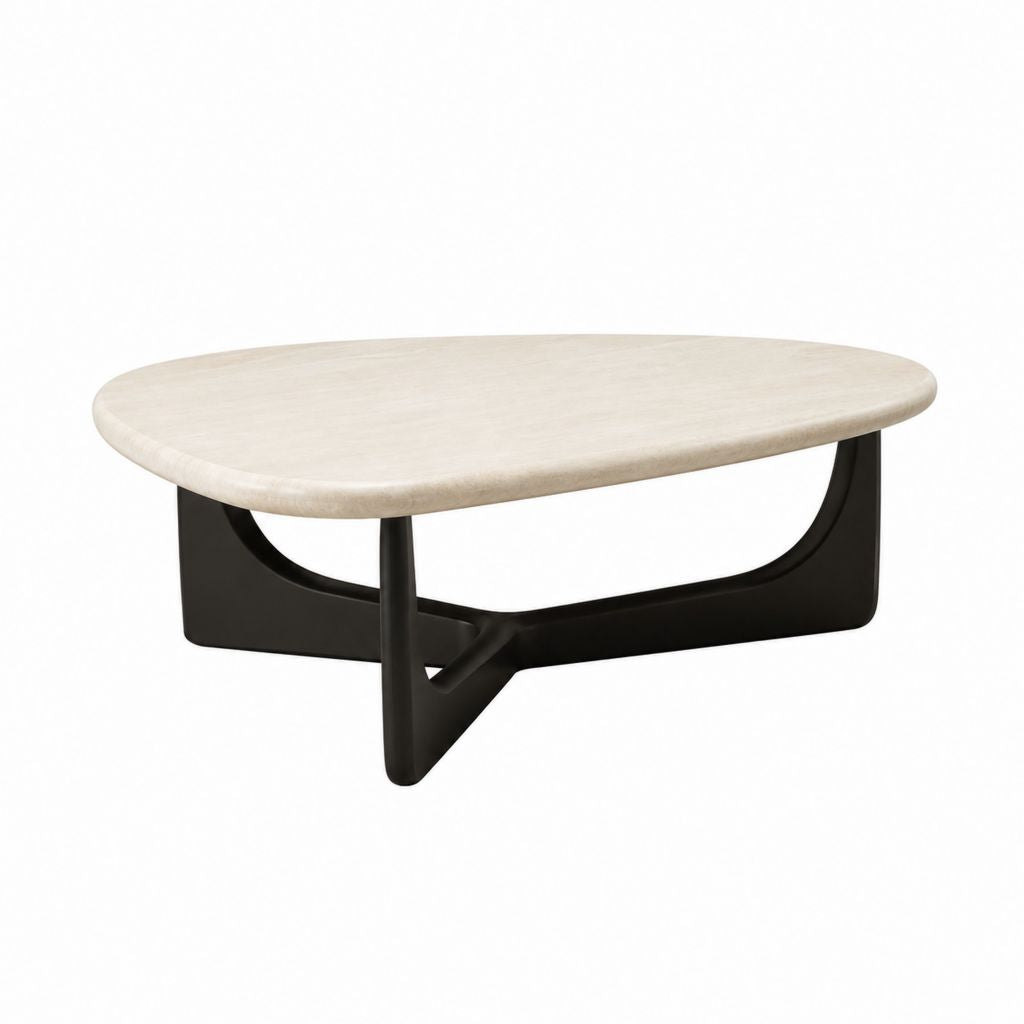 Tavolino da caffè ovale beige in MDF rivestito melamina effetto rovere con base in acciaio 120 x 60 x 40 cm