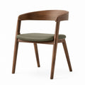 Sedia da pranzo in legno massello noce con seduta in PU verde 54 x 55 x 76 cm