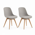 Set 2 sedie da pranzo grigio chiaro in PP con cuscino in poliestere e gambe in legno massello 48 x 54 x 82 cm