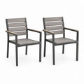 Set di 2 sedie da giardino con braccioli grigio antracite in alluminio e WPC 55 x 60 x 88 cm