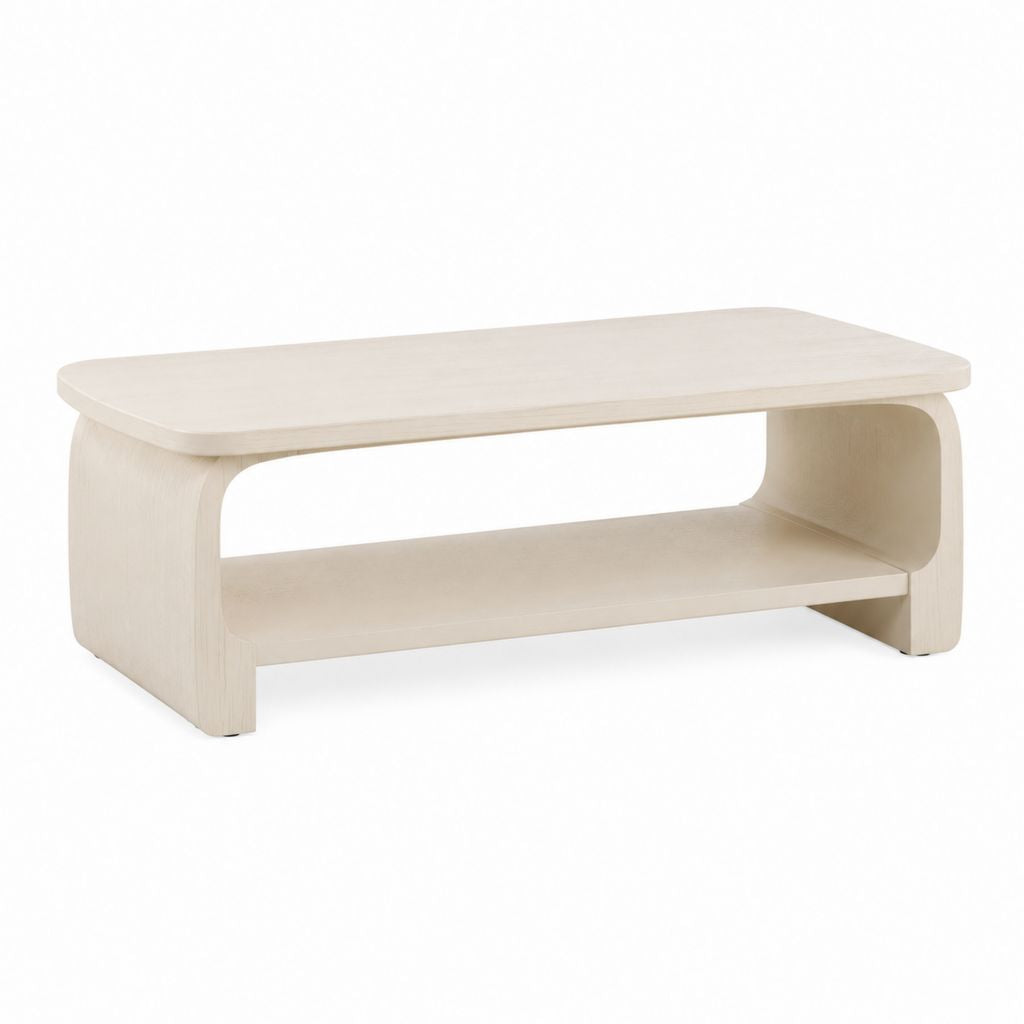Tavolino da caffè rettangolare avorio in MDF con ripiano 100 x 50 x 45 cm