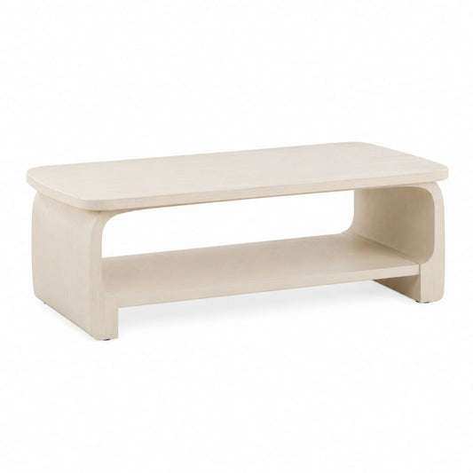 Tavolino da caffè rettangolare avorio in MDF con ripiano 100 x 50 x 45 cm