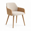 Sedia da pranzo con braccioli beige e rovere in poliestere 58 x 58 x 80 cm