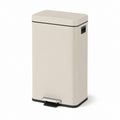 Pattumiera da cucina a pedale beige in acciaio verniciato rettangolare 30 L 30 x 30 x 65 cm