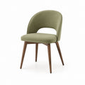 Sedia da pranzo imbottita verde oliva in poliestere con gambe in legno massello 50 x 56 x 83 cm
