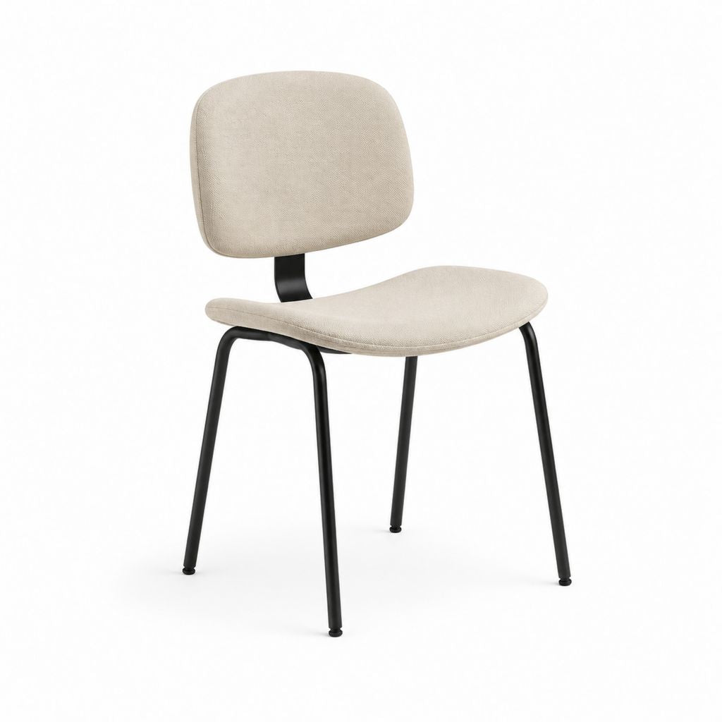 Sedia da pranzo imbottita beige in poliestere con struttura in acciaio nero 50 x 55 x 80 cm